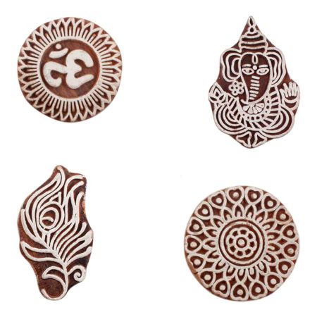 Set of 4 Piece New Mix Wooden Printing Block